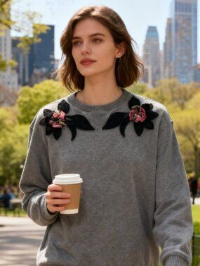 Grey Dolce&Gabbana Rose Sweater